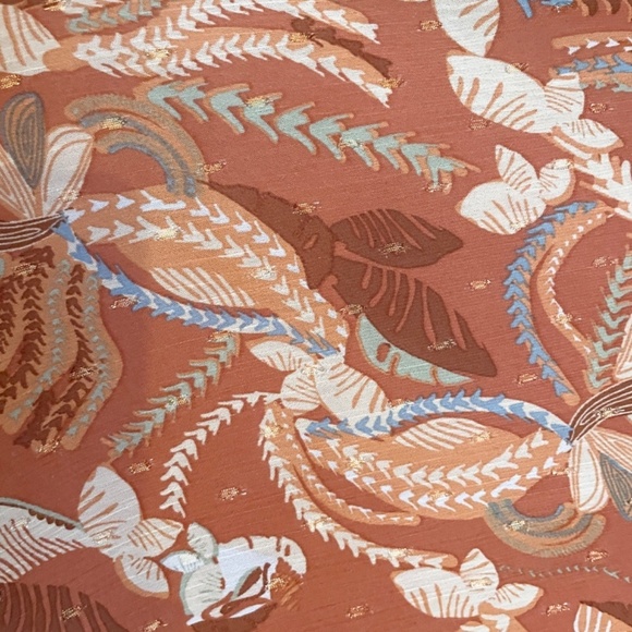 Revolve x Joie Blouse Rust Orange Metallic Floral High Neck Flounce shoulder XS - Picture 10 of 13